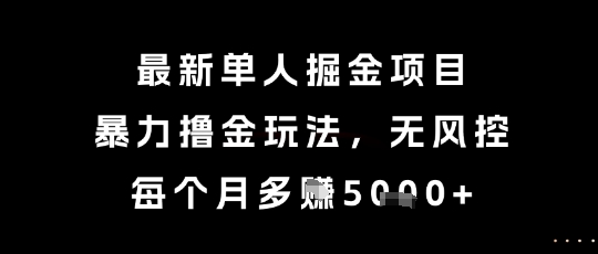 最新单人掘金项目,暴力撸金玩法,无风控,每个月多挣5k+【揭秘】-轻创社项目网