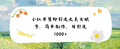 小红书男粉引流项目之美女账号6,简单制作,条条爆款原创,不违规-轻创社项目网