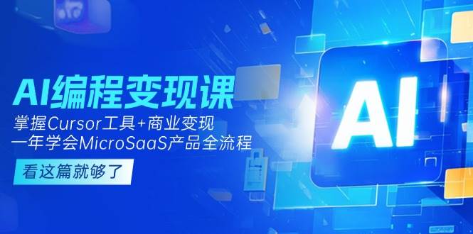 (15100期)AI编程变现课:掌握Cursor工具+变现,一年学会MicroSaaS产品全流程 (更新)-轻创社项目网