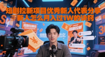 短剧拉新项目优秀新人代表分享新人怎么月入过1W的诀窍-轻创社项目网