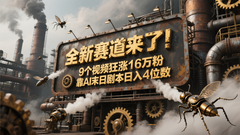 全新赛道来了!9个视频狂涨16万粉,靠AI末日剧本日入4位数,评论区爆肝追更!-轻创社项目网
