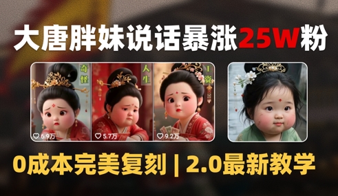 AI大唐胖贵妃说话2.0,40条视频暴涨40w粉,附独家变现攻略-轻创社项目网