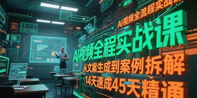(15172期)AI视频全流程实战课,从文案生成到案例拆解,14天速成45天精通-轻创社项目网
