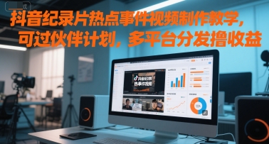 抖音纪录片热点事件视频制作教学,可过伙伴计划,多平台分发撸收益-轻创社项目网
