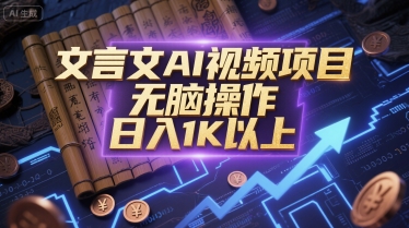 文言文AI视频项目,无脑操作,日入1K以上-轻创社项目网