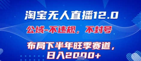 淘宝无人直播12.0,不封号,不违规,布局下半年旺季赛道,日入1k+(独家技术)【揭秘】-轻创社项目网