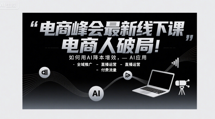 电商峰会最新线下课,电商人破局,如何用AI降本增效,AI应用-全域推广-直播运营-付费流量-轻创社项目网