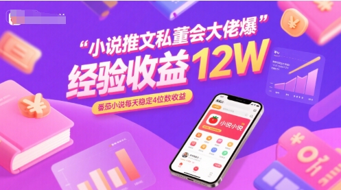 小说推文私董会大佬爆单经验分享收益12W,番茄小说每天稳定4位数收益-轻创社项目网