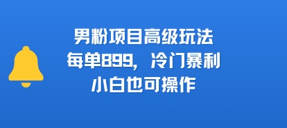 男粉项目高级玩法,每单899,冷门暴利,小白也可操作-轻创社项目网