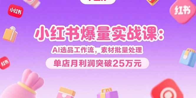 (15462期)小红书爆量实战课:AI选品工作流,素材批量处理,单店月利润突破25万元-轻创社项目网