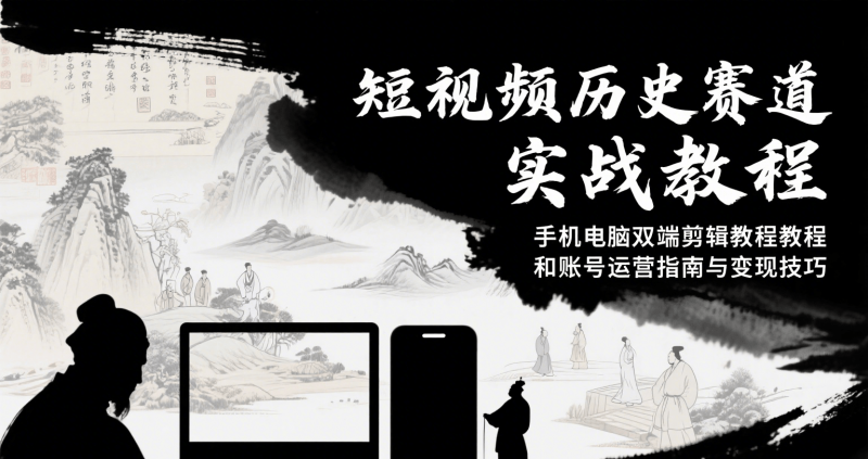 短视频历史赛道实战教程,手机电脑双端剪辑教程和账号运营指南与变现技巧-轻创社项目网