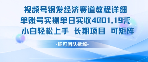 视频号银发经济赛道单账号实操单日实收1k+,小白轻松上手长期项目-轻创社项目网