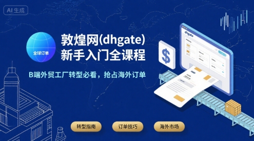 敦煌网(dhgate)新手入门全课程,B端外贸工厂转型必看,抢占海外订单-轻创社项目网