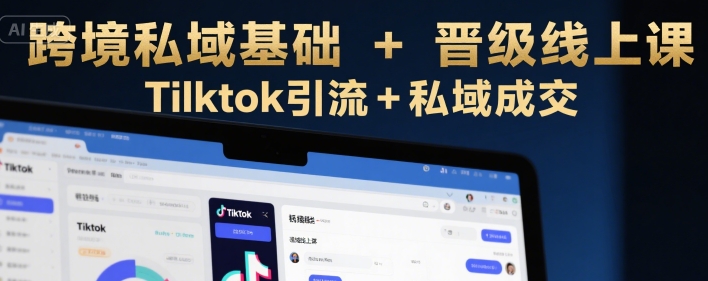 跨境私域基础+晋级线上课,Tilktok引流+私域成交-轻创社项目网