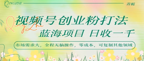 视频号创业粉打法,日入1k,蓝海项目,市场需求大,全程无脑操作,可复制-轻创社项目网