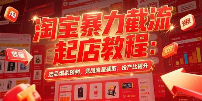 (15468期)淘宝暴力截流起店教程:选品爆款预判,竞品流量截取,投产比提升-轻创社项目网