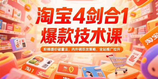 (15415期)淘宝4剑合1爆款技术课,阶梯提价破量法,内外销双改策略,全站推广拉升-轻创社项目网