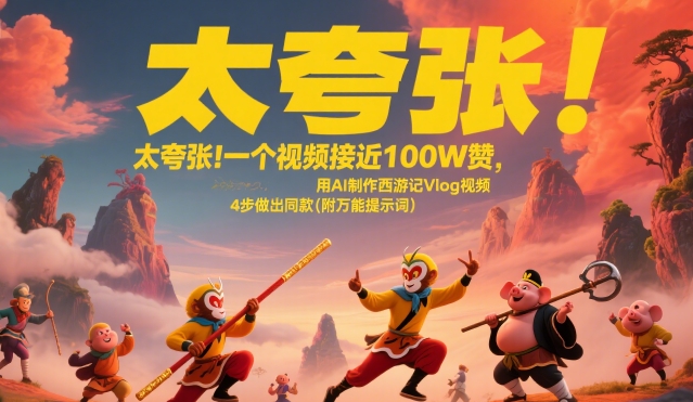 太夸张!一个视频接近100W赞,用AI制作西游记Vlog视频,全流程拆解来了(附万能提示词)-轻创社项目网