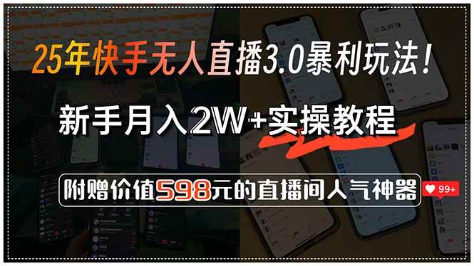 (15335期)25年快手无人直播3.0暴利玩法!,新手月入2W+实操教程,附赠价值598元…-轻创社项目网