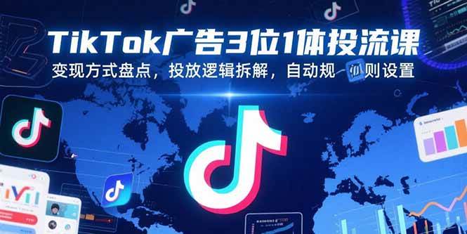 (15460期)TikTok广告3位1体投流课,变现方式盘点,投放逻辑拆解,自动规则设置-轻创社项目网
