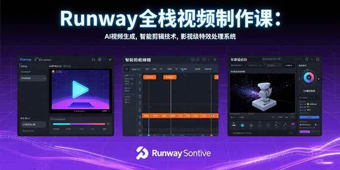 (15515期)Runway全栈视频制作课:AI视频生成,智能剪辑技术,影视级特效处理系统-轻创社项目网