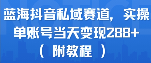 蓝海抖音私域赛道,实操单账号当天变现288+(附教程)-轻创社项目网