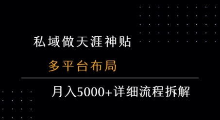 私域做天涯神贴 多平台布局 月入5k+详细流程拆解-轻创社项目网