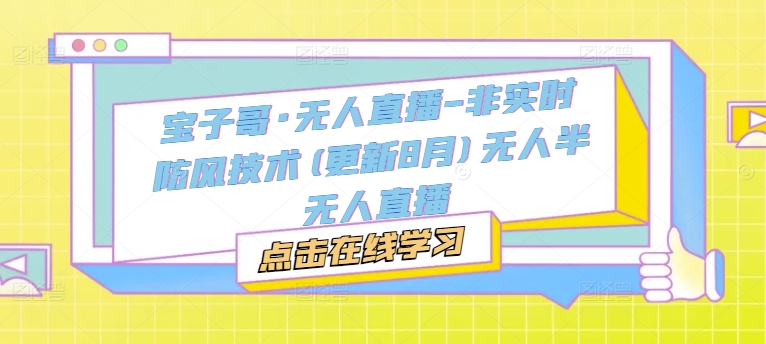 宝子哥·无人直播-非实时防风技术(更新25年7月)无人半无人直播-轻创社项目网