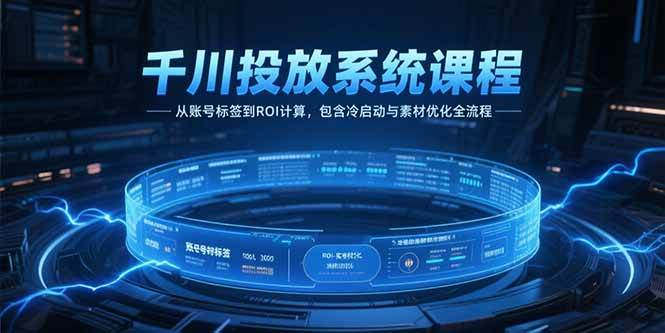 (15263期)千川投放系统课程,从账号标签到ROI计算,包含冷启动与素材优化全流程-轻创社项目网