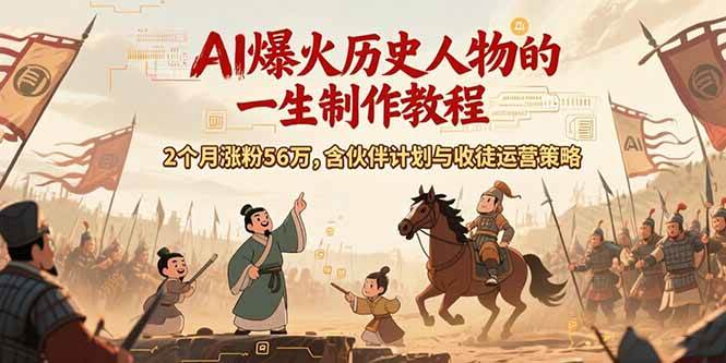 (15336期)AI历史人物赛道课程,2个月涨粉56万,含伙伴计划与收徒运营策略-轻创社项目网