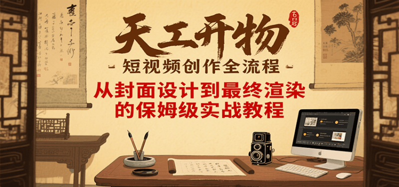 天工开物短视频创作全流程,从封面设计到最终渲染的保姆级实战教程-轻创社项目网
