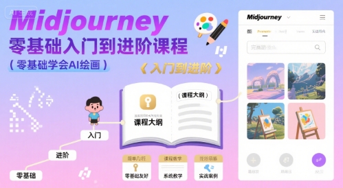 midjourney零基础入门到进阶课程,零基础学会AI绘画-轻创社项目网