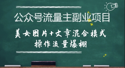 公众号流量主副业项目,美女图片+文章混合模式操作流量爆棚-轻创社项目网