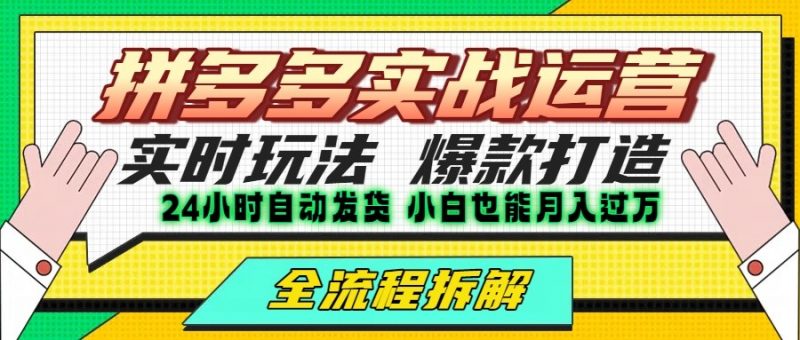 拼多多最新实战运营高投产:长久稳定项目,单店利润一天三位数-轻创社项目网