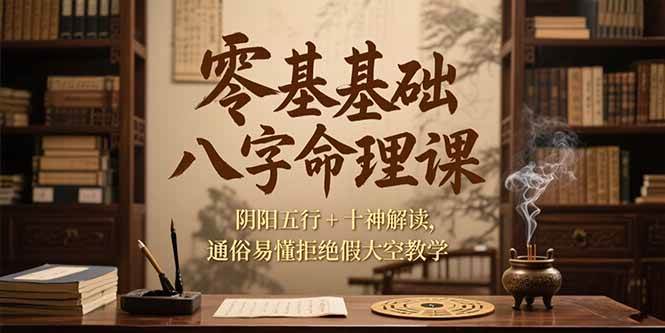 (15283期)零基础八字命理课,阴阳五行+十神解读,通俗易懂拒绝假大空教学-轻创社项目网