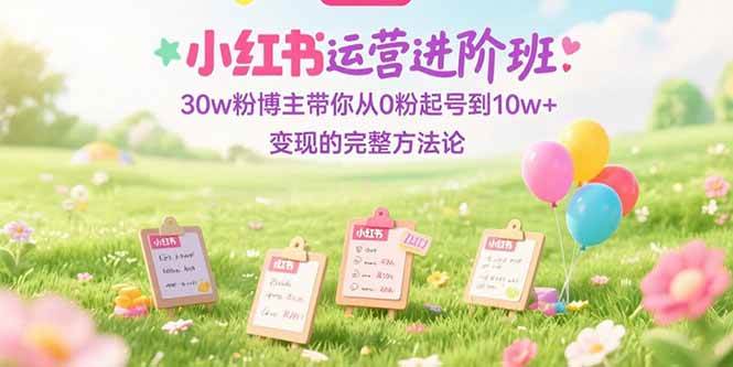 (15318期)小红书运营进阶班:30w粉博主带你从0粉起号到10w+变现的完整方法论-轻创社项目网
