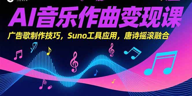 (15370期)AI音乐作曲变现课,广告歌制作技巧,Suno工具应用,唐诗摇滚融合-轻创社项目网