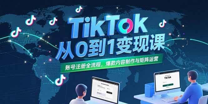 (15346期)TikTok从0到1变现课,账号注册全流程,爆款内容制作与矩阵运营-轻创社项目网