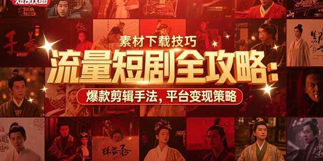 (15431期)流量短剧全攻略:素材下载技巧,爆款剪辑手法,平台变现策略-轻创社项目网