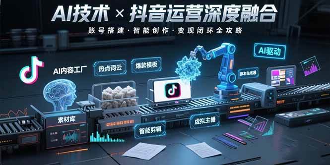 (15630期)AI技术与抖音运营的深度融合应用:涵盖账号搭建、内容创作、收益变现等-轻创社项目网