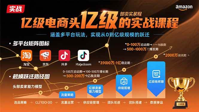 (15803期)亿级电商头部卖家的实战课程:涵盖多平台玩法,实现从0到亿级规模的跃迁-轻创社项目网