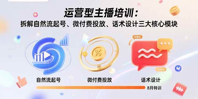 (15654期)运营型主播培训:拆解自然流起号、微付费投放、话术设计三大核心模块-8月-轻创社项目网