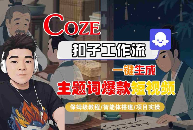 COZE扣子工作流一键生成主题词爆款短视频,保姆级教程-智能体搭建-项目实操-轻创社项目网