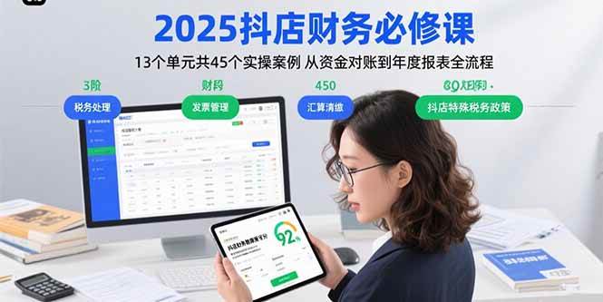 (15763期)2025抖店财务必修课:13个单元共45个实操案例 从资金对账到年度报表全流程-轻创社项目网