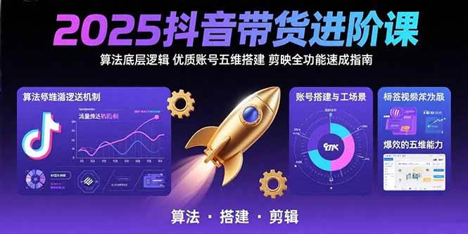 （15571期）2025抖音带货进阶课：算法底层逻辑,优质账号五维搭建,剪映全功能速成指南-轻创社项目网