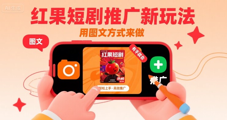 红果短剧推广新玩法,用图文方式来做,有手就会-轻创社项目网