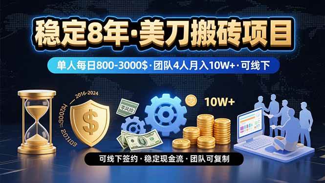 (15632期)稳定8年的美刀搬砖项目,单人每日收益800—3000.团队4人月入10W+.可线下-轻创社项目网