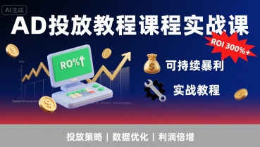 AD投放教程课程实战课,实现广告ROI300%+可持续暴利-轻创社项目网