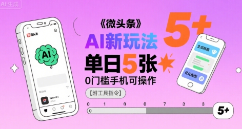 微头条AI新玩法,小白单日5张+,0门槛手机可操作【附工具指令】-轻创社项目网