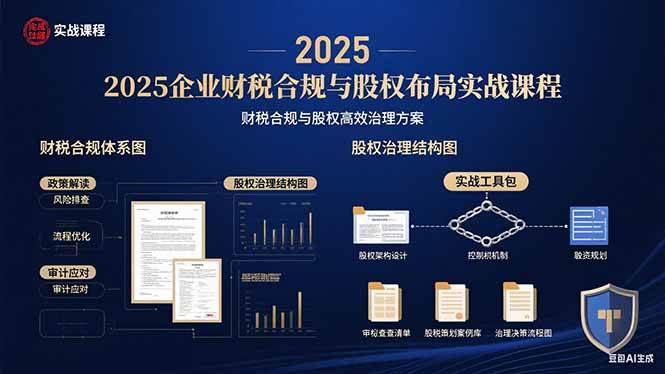 (15802期)2025企业财税合规与股权布局的实战课程:财税合规与股权高效治理方案-轻创社项目网